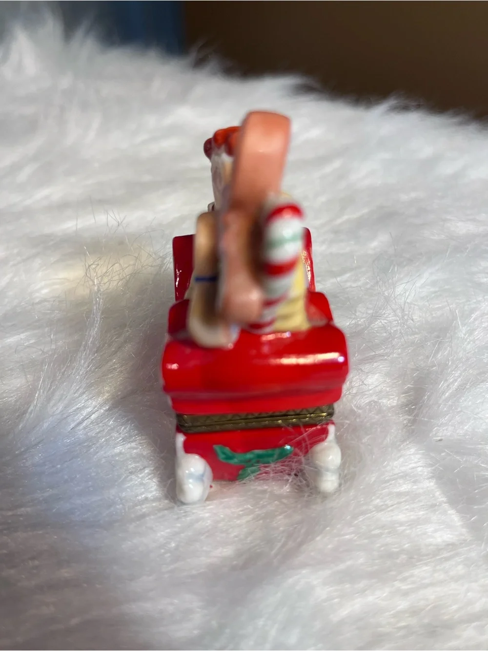 Santa, Gingerbread Man in Red Sleigh Trinket Box
